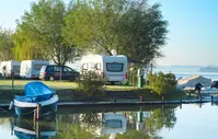 RV camping next to a lake