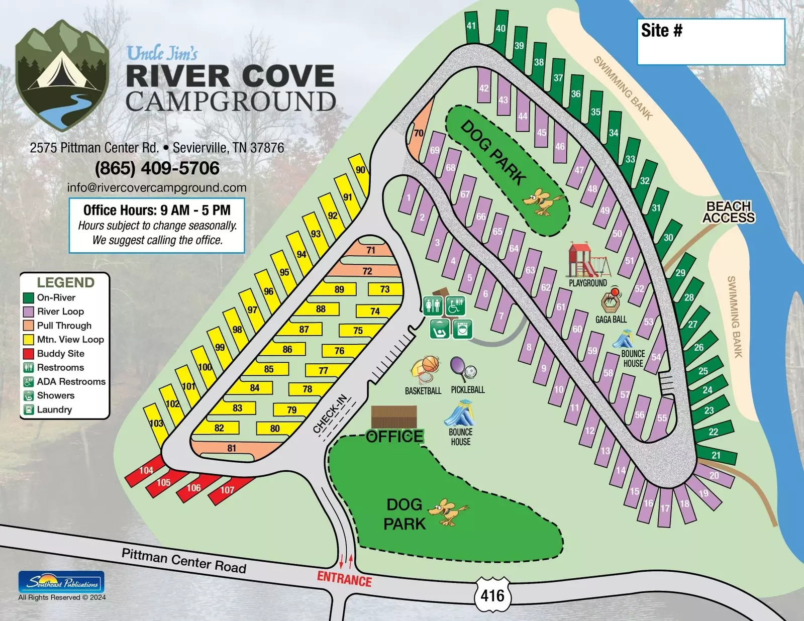 Uncle Jim's River Cove Campground Map