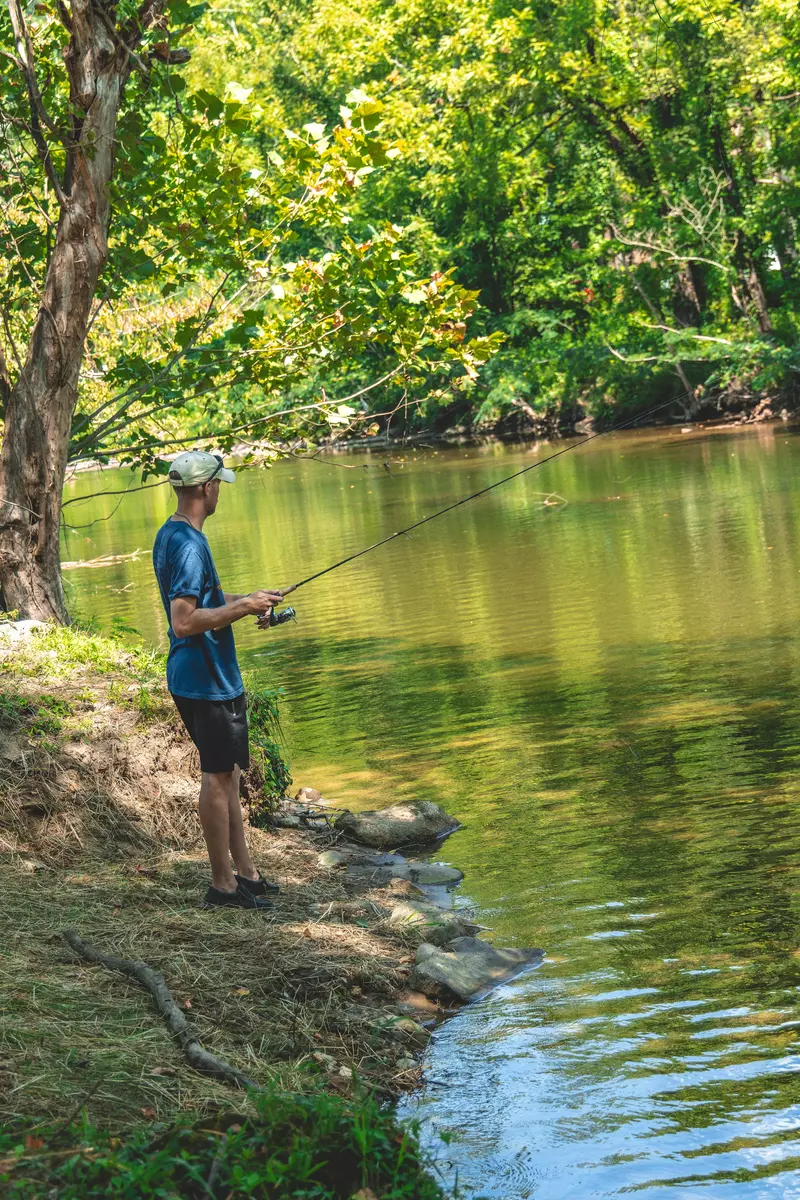 man fishing in a stream