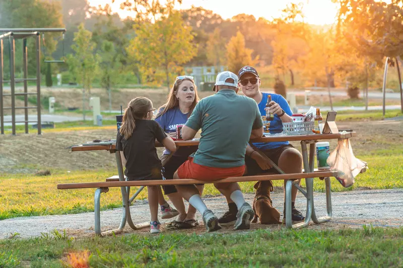 family having picnic at a Smoky Mountain Campground