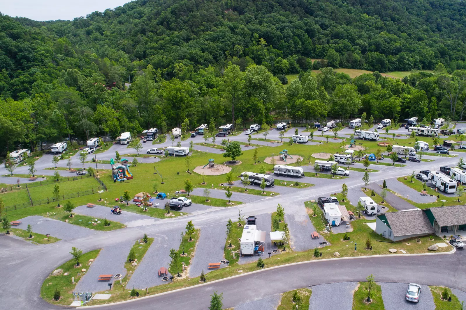 Aerial view of campground