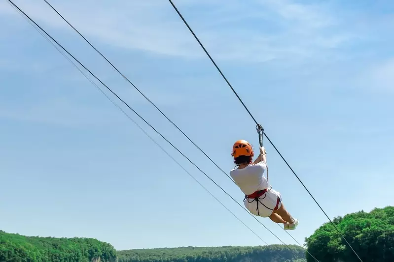 woman on zipline