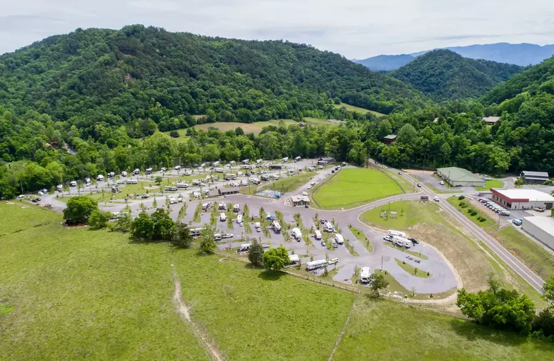 Aerial view of River Cove Campground